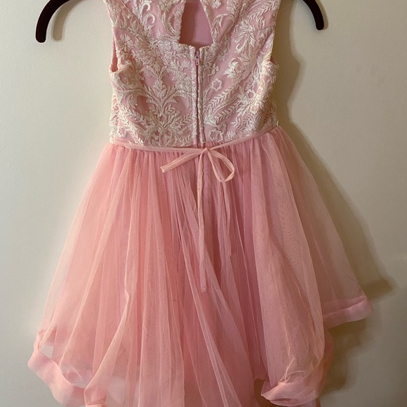 Speechless Kids Girls beautiful sparkling lace pink floral Hi-Low Dress size 5 - Picture 5 of 13